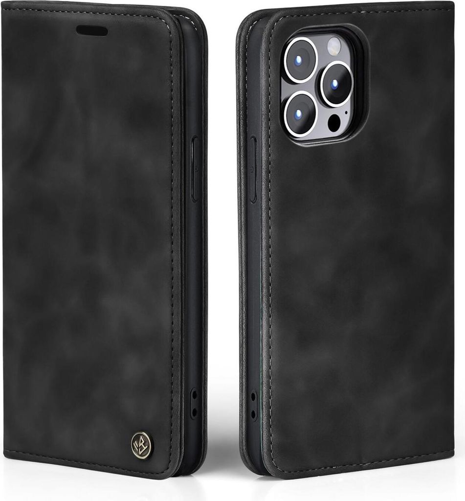 Handy Hülle für Apple iPhone 14 Pro Max Klapphülle Bookcase Flip Cover Handy Tasche Etui Farbe: Schwarz