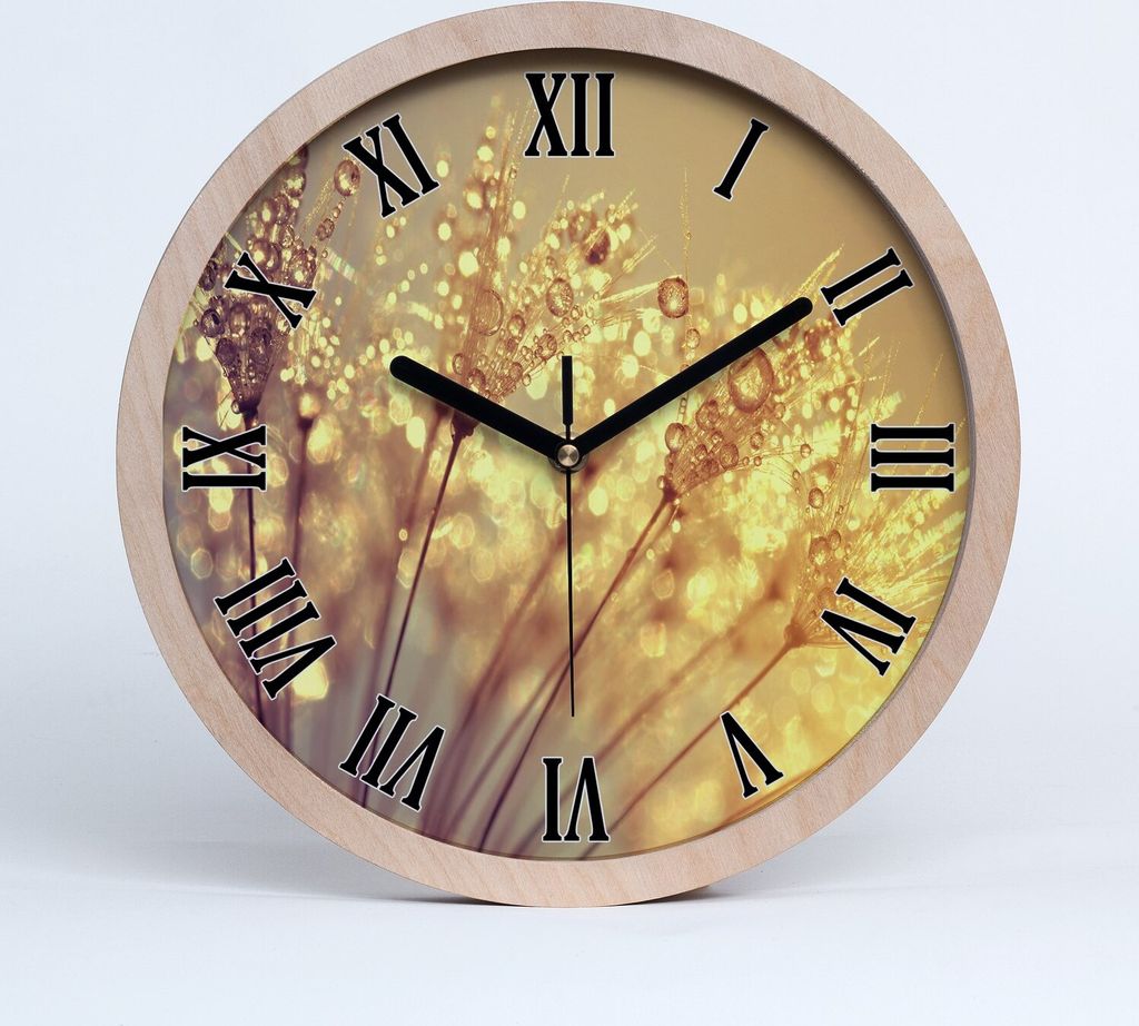Holzuhr 25fi cm wanduhr - schwarze Spitzen - Löwenzahn Samen