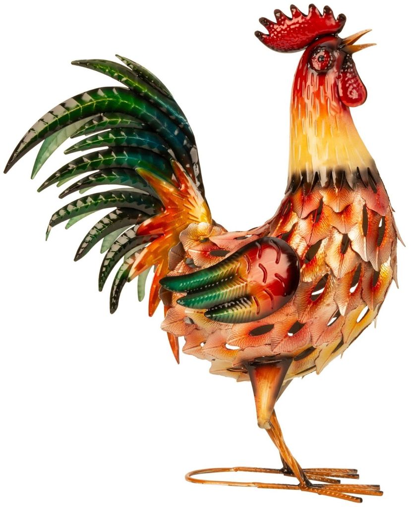 Hahn bunt Metallhahn groß 55cm Tierfigur Bauernhof Haus Hof Produktbild 