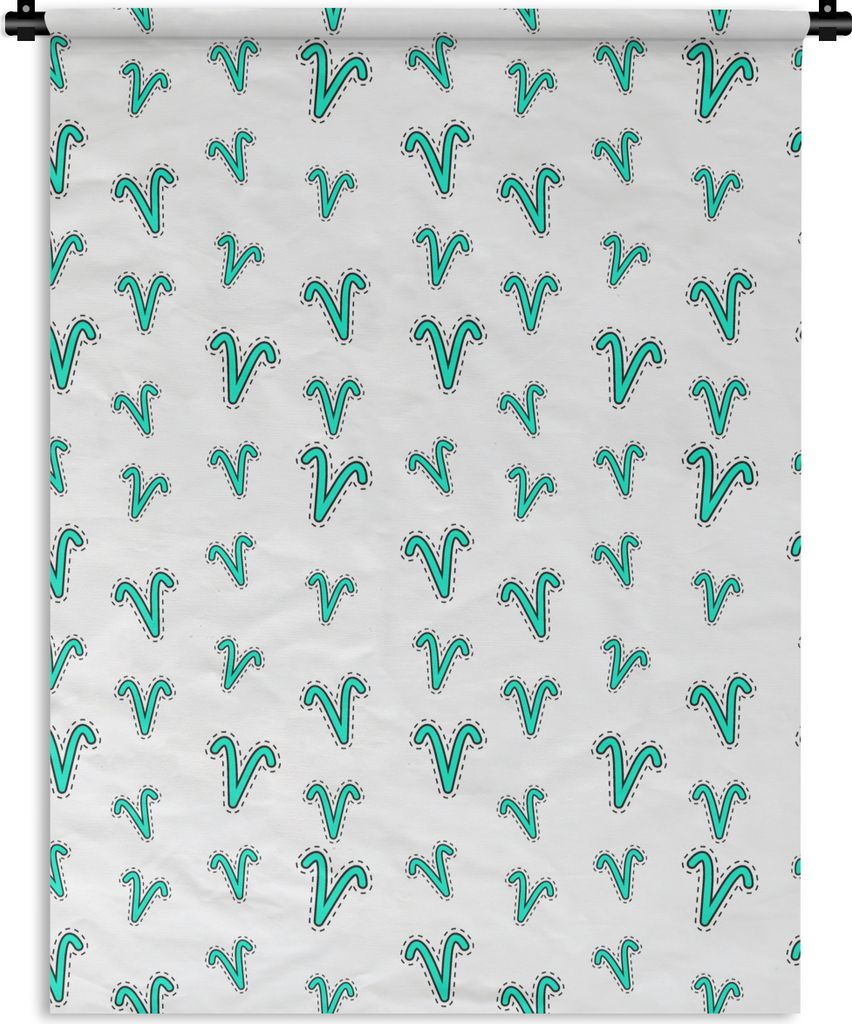 MuchoWow Wandteppich Wandbehang Widder - Tierkreiszeichen - Design 150x200 cm Tapisserie Dekoration Wandtuch - Wandaufhängung - Moderner