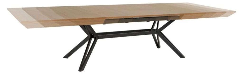 Esstisch RADIAM – MDF mit dunklem Walnussfurnier und Metall – 200-320 cm – Ausziehbar