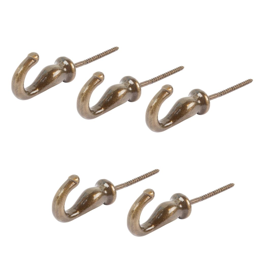 5x Schraubenhaken Gusseisen Antike Vintage Stil Haken 20mm x 35mm Messing