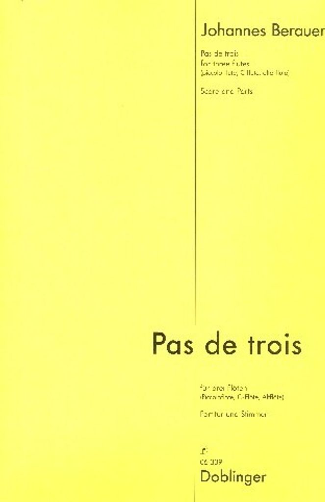 Pas de trois für 3 Piccoloflöte, C-Flöte, Altflöte Partitur und Stimmen