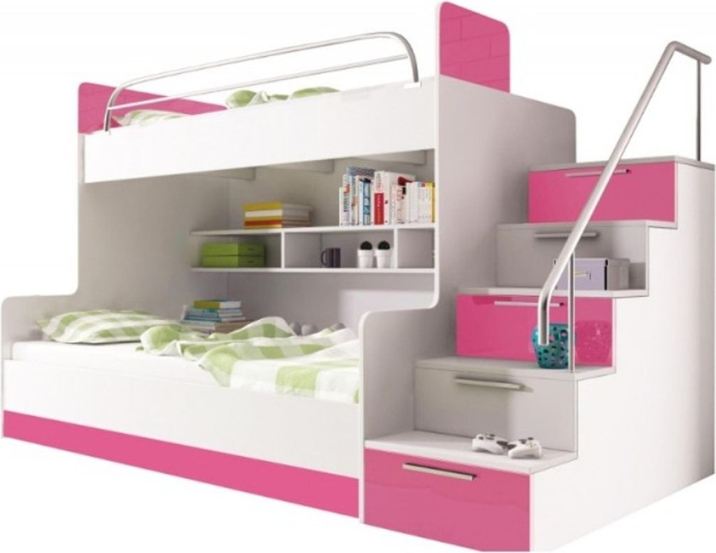 Etagen Bett Kinderzimmer Betten Hochbett Doppelstockbett Hochglanz Möbel Rosa