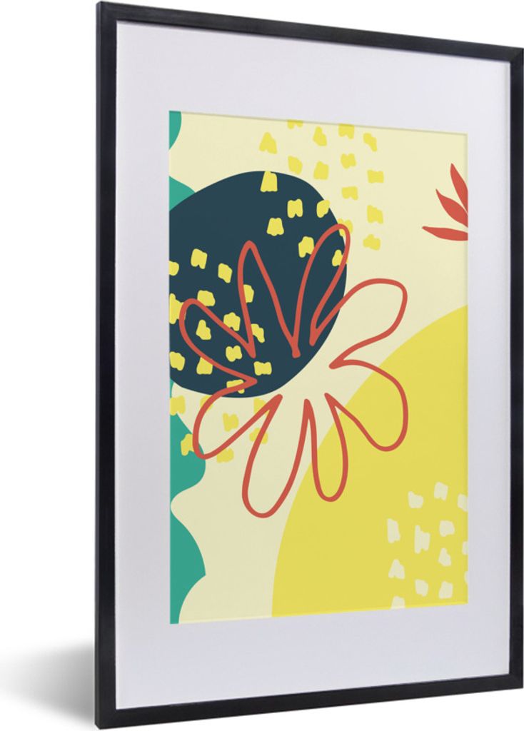 MuchoWow Gerahmtes Poster Sommer - Blume - Pastell 40x60 cm - Poster mit Schwarzem Bilderrahmen Wandposter Rahmen Foto Bilder - Poster in Rahmen