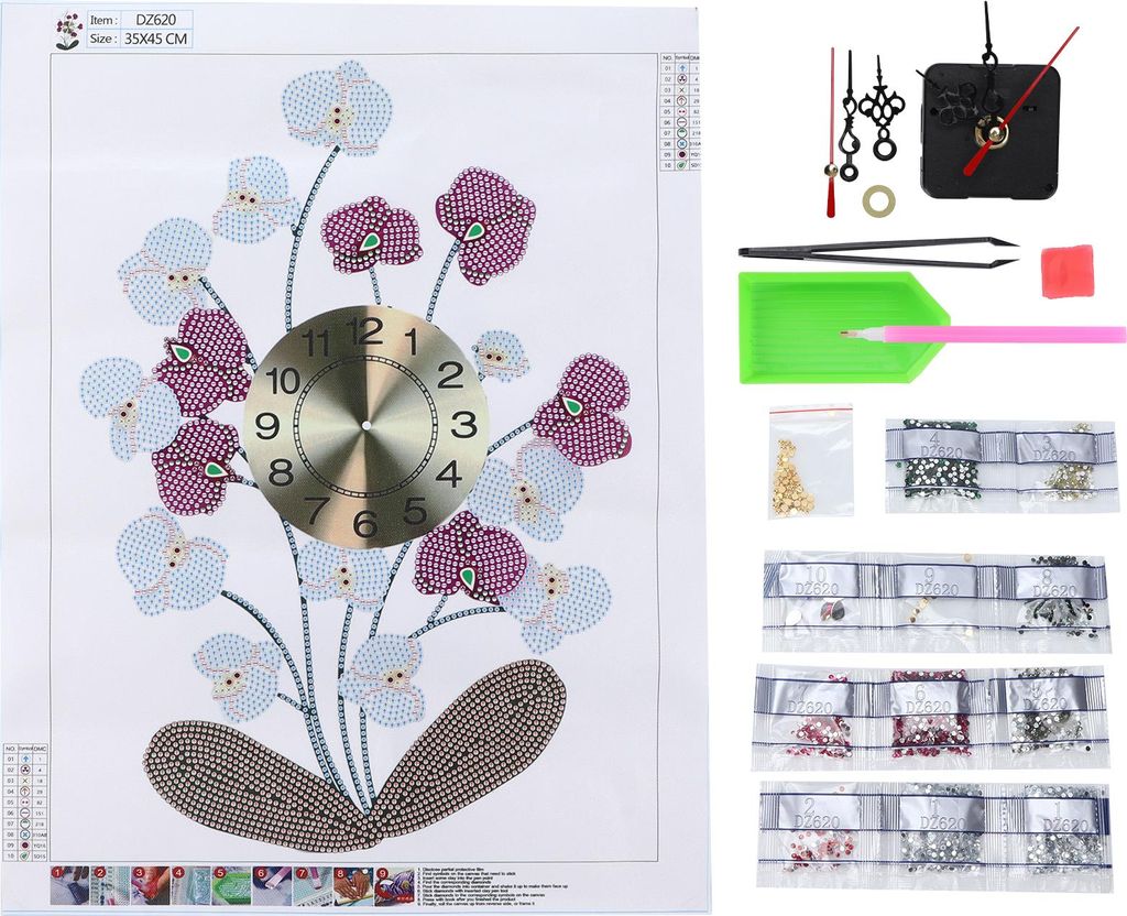 DIY Strasssteine Malerei Uhren Muster Kristall Stickerei Bild Dekoration Kit