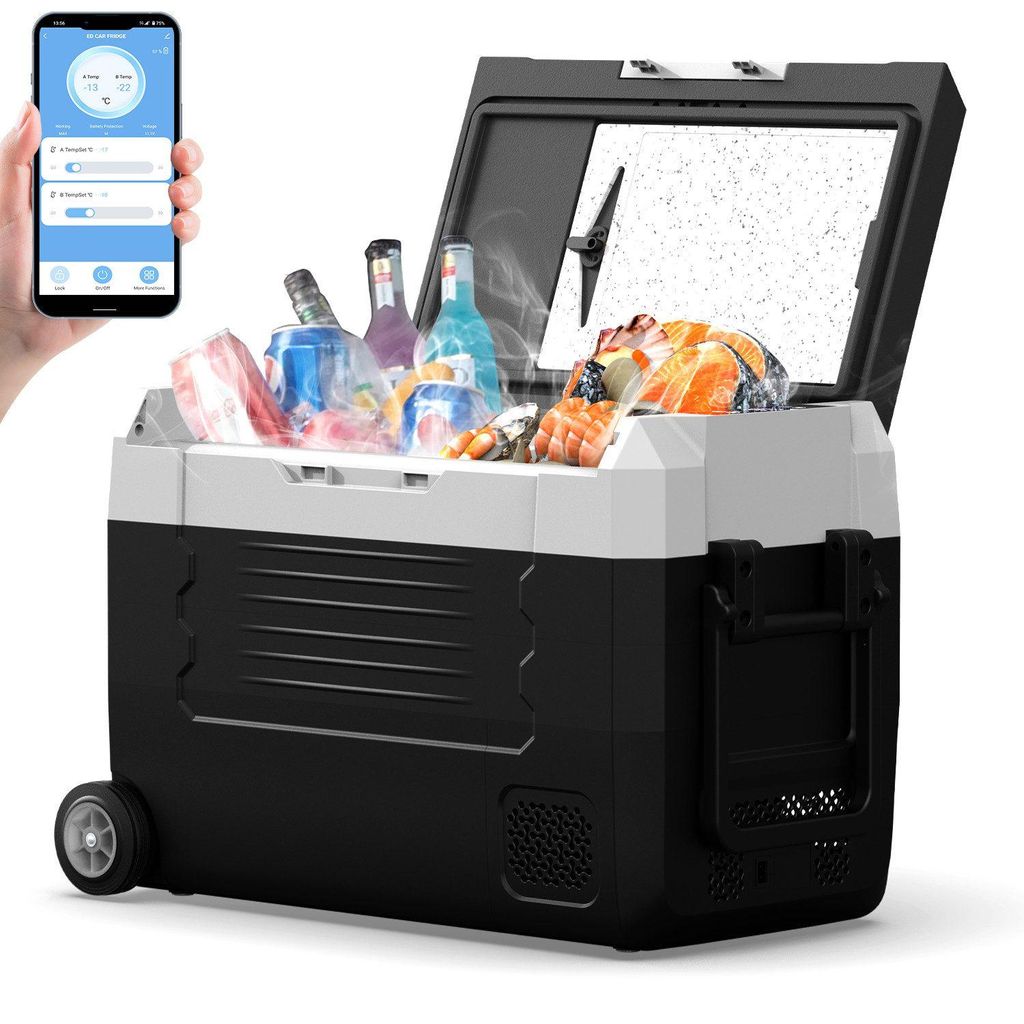 35L Kompressor Kühlbox Elektrisch mit APP-Steuerung, Zwei Zonen Kühlschrank Gefrierbox Tragbarer 12V 230V, für Auto, Camping, Angeln, Lkw, -20...