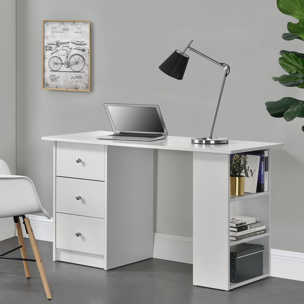 Schreibtisch weiß Sekretär Computertisch Bürotisch Arbeitstisch 2 Schubladen 
