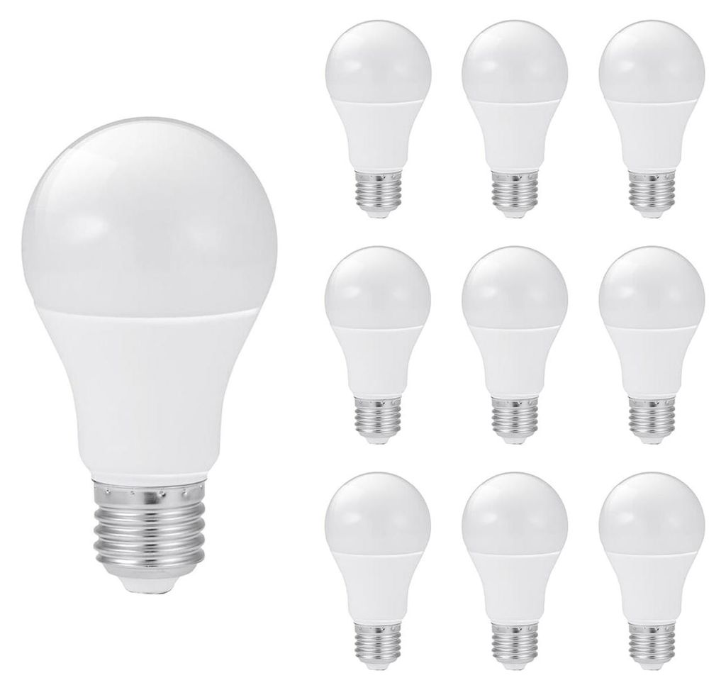 Kobi LED-Lampe E27 10W - 950lm - 6000K - 230V - Standardform - Für Garage, Spiegelbeleuchtung oder Keller - 10 Stück