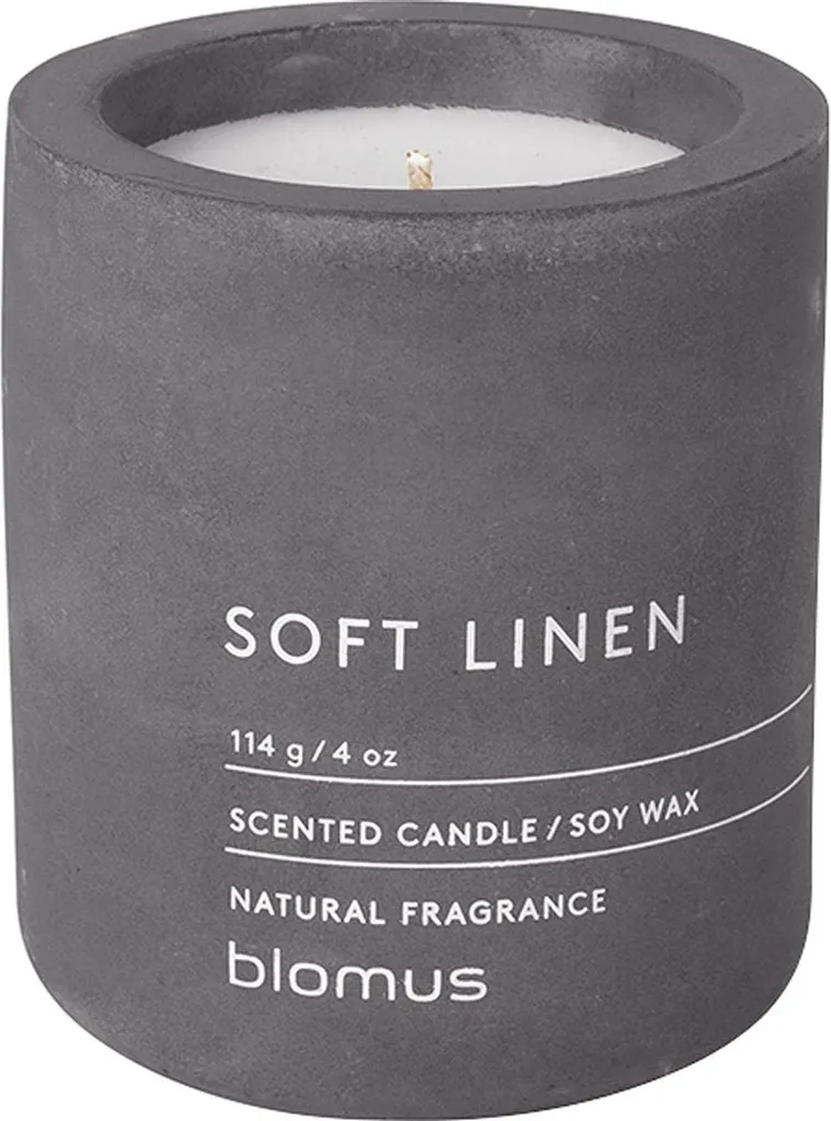 Blomus 65653 Bougie Parfumée Soft Linen Gris Coton - Parfum Doux Chic