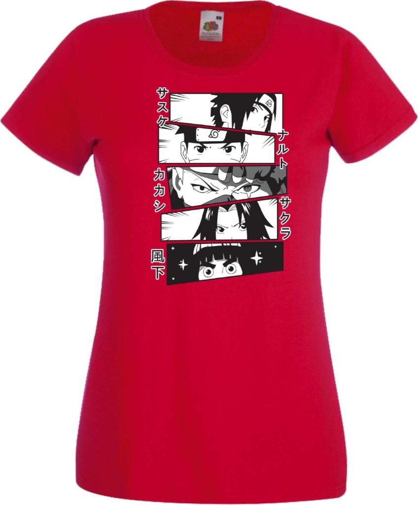 Damen T-Shirt Naruto Team 7 02 Var-050 Sanin Students, Lady L / Rot
