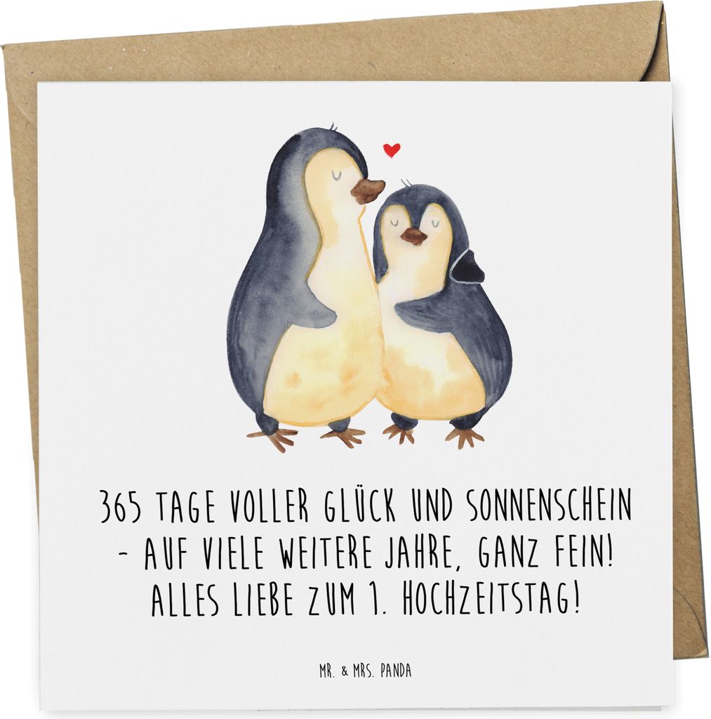 Mr. & Mrs. Panda Glückwunschkarte 1. Hochzeitstag Produktbild 