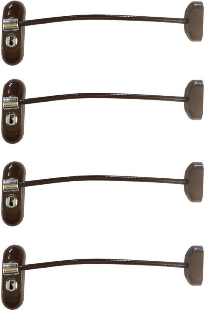 Kindersicherheitsraumschlosser mit 20 cm Kabel, Sicherheitsraumschlosser für alle Arten von Fenstern (4 Schlosser, braun)