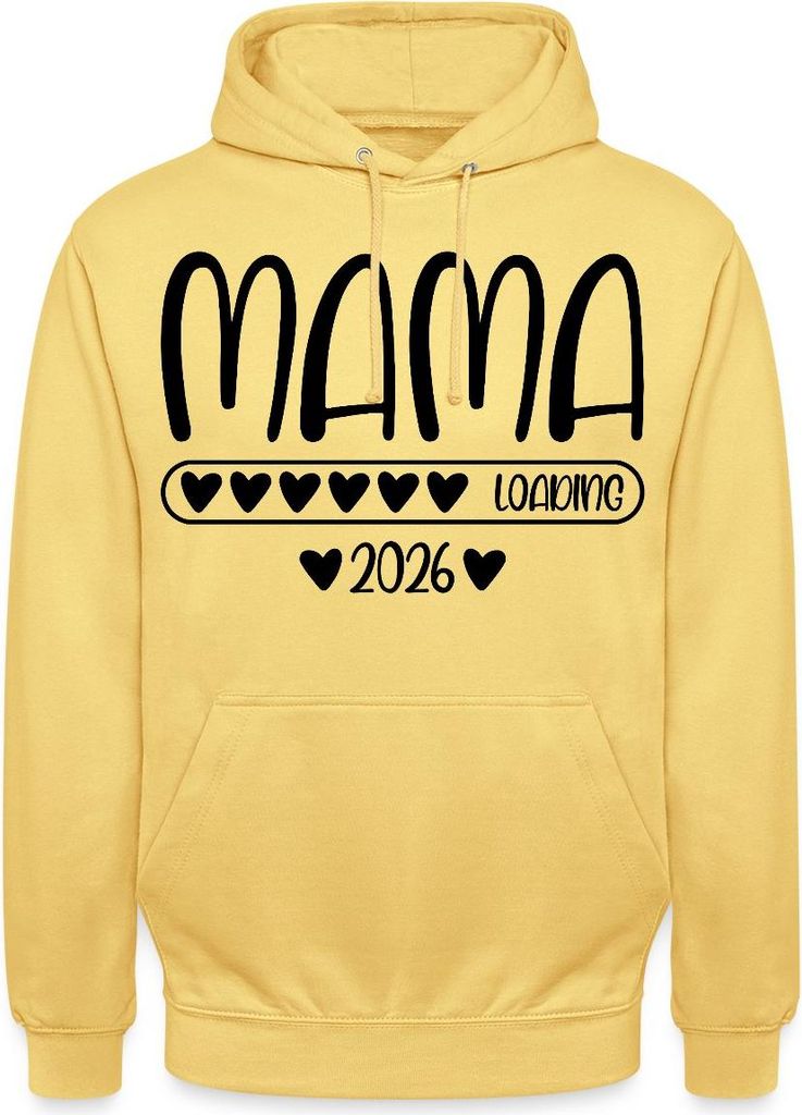 Spreadshirt Mama 2026 loading Uni Hoodie, XXL, Zitronengelb
