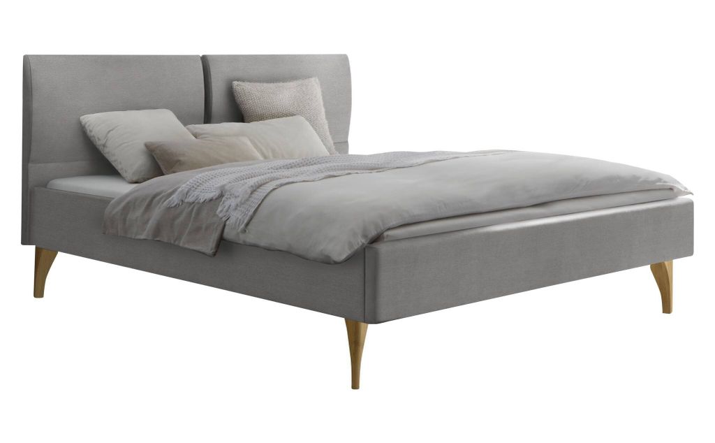 HASENA Polsterbett Tamara Eiche bright | Stoff grau 140x200