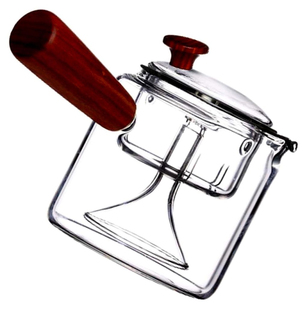 Hitzebeständige Teekanne aus Glas 410 ml mit Holzgriff Dickwandiger Teekessel für Zuhause und Büro Transparenter Teebereiter