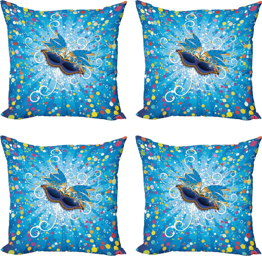 ABAKUHAUS Karneval Kissenbezug Set (4 Stück), Bunte Punkte Strudel, Moderner Doppelseitiger Digitaldruck, 45 cm x 45 cm, Mehrfarbig