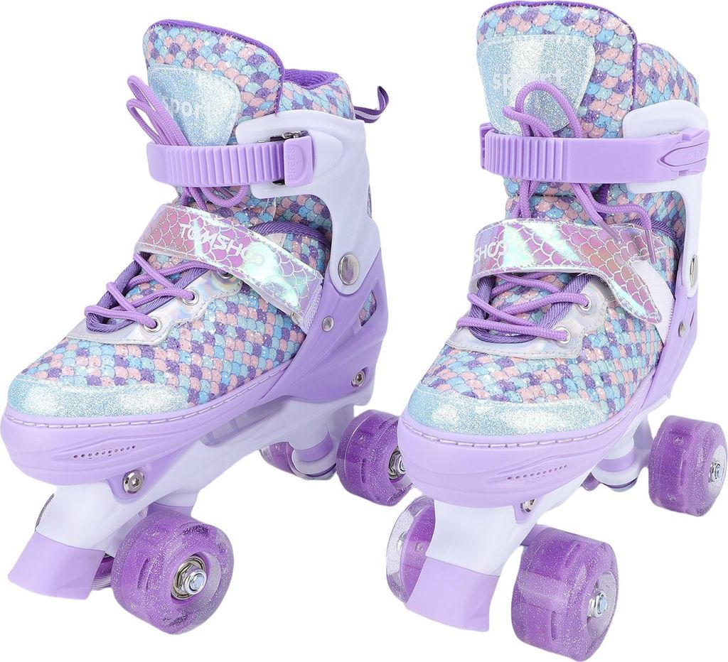 Kinder Rollschuhe einstellbar einstellbare blinkende Rad ABEC Lager dreifachen Schutz für Outdoor Indoor einstellbare Rollschuhe Kinder lila S