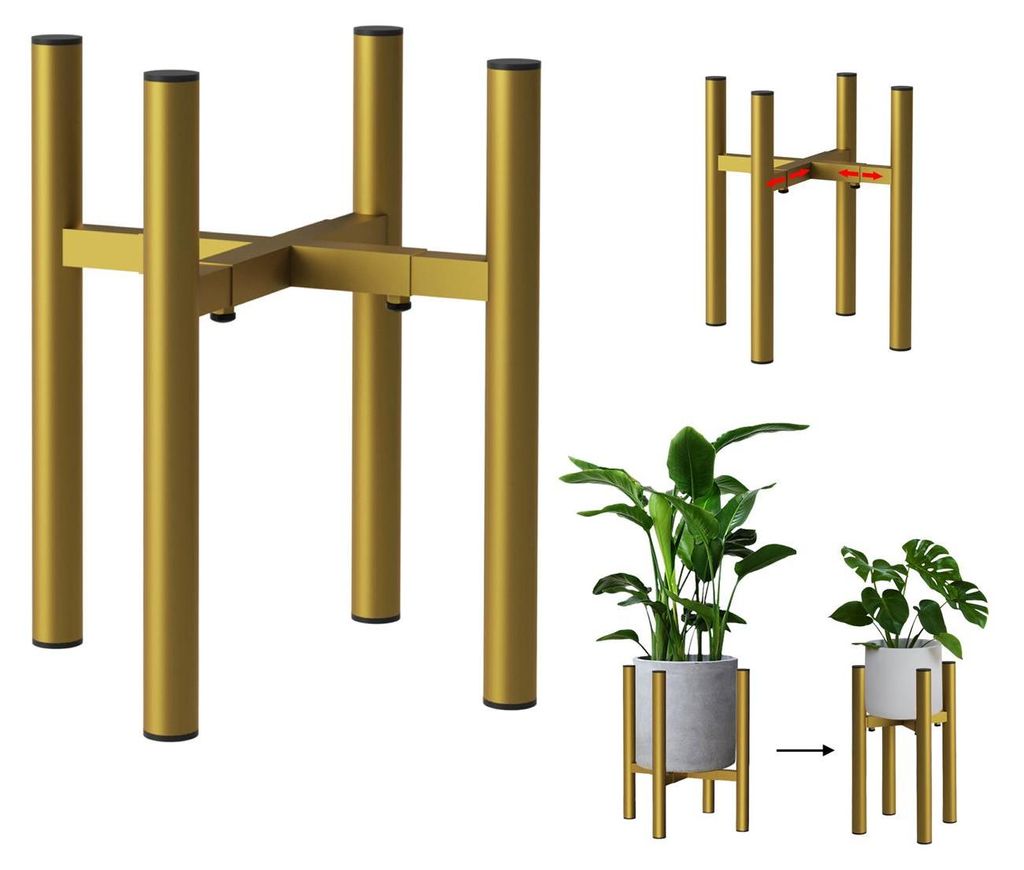 DanDiBo Verstellbarer Pflanzenständer Gold Metall 30 cm Produktbild 