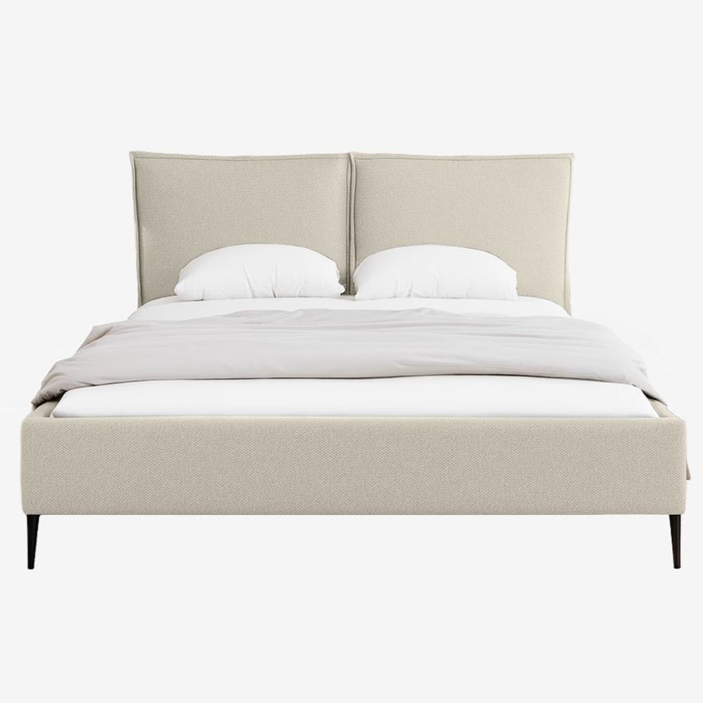 MNUUO Polsterbett MEVOO mit Bettkasten Beige 120 x 200 cm Hebbarer Metall-Lattenrost