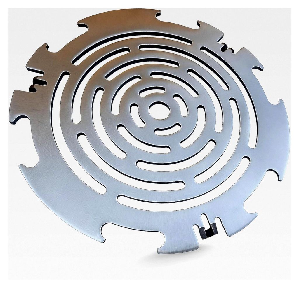 Grillrost und Grilleinsatz für Feuerplatte 20cm - Grillaufsatz für Feuertonne und Kugelgrill (rund) aus legiertem Stahl mit Feuerloch - Grill...