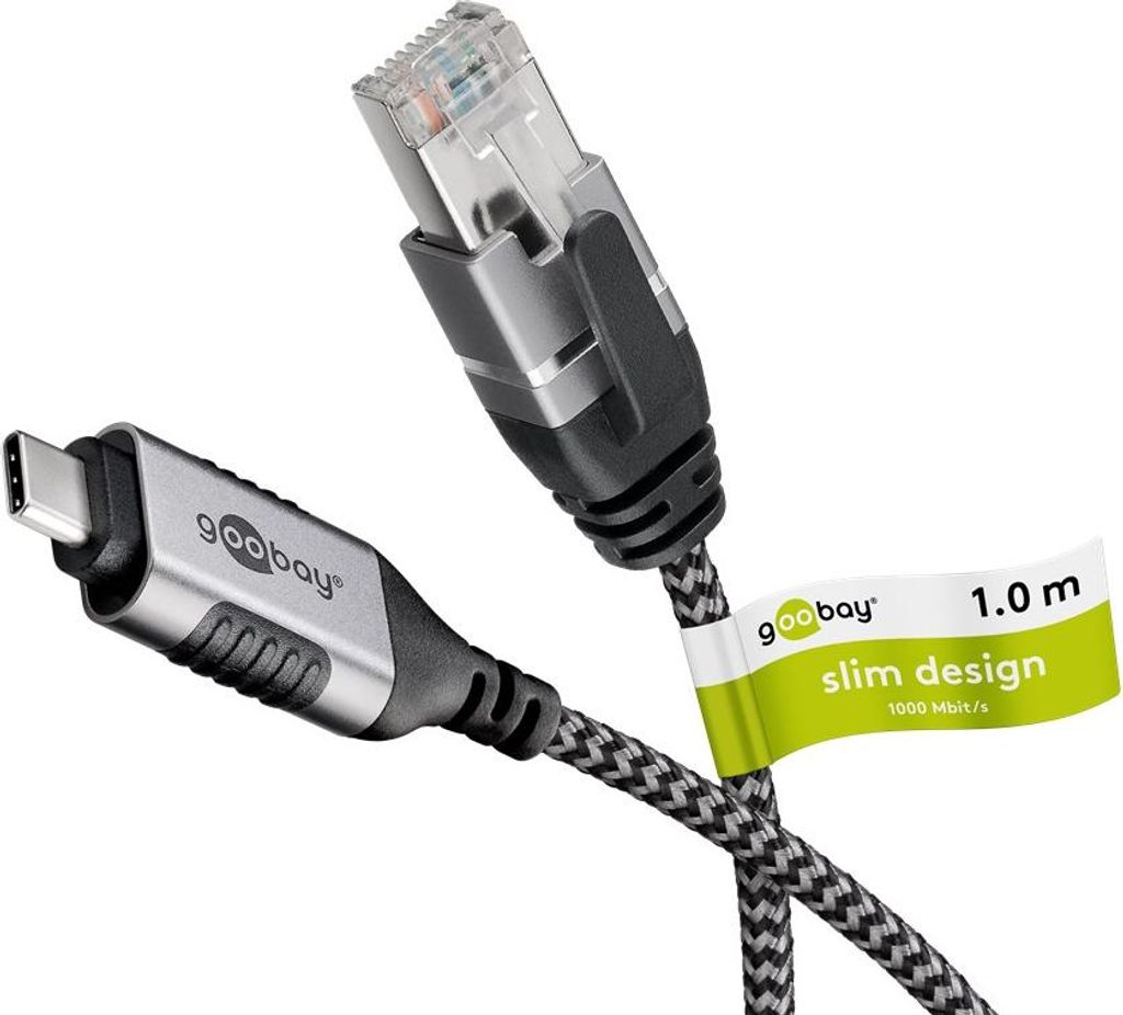 Goobay 74401 Kabel Gender Changer USB 3.1 Typ A RJ45 Schwarz, Silber