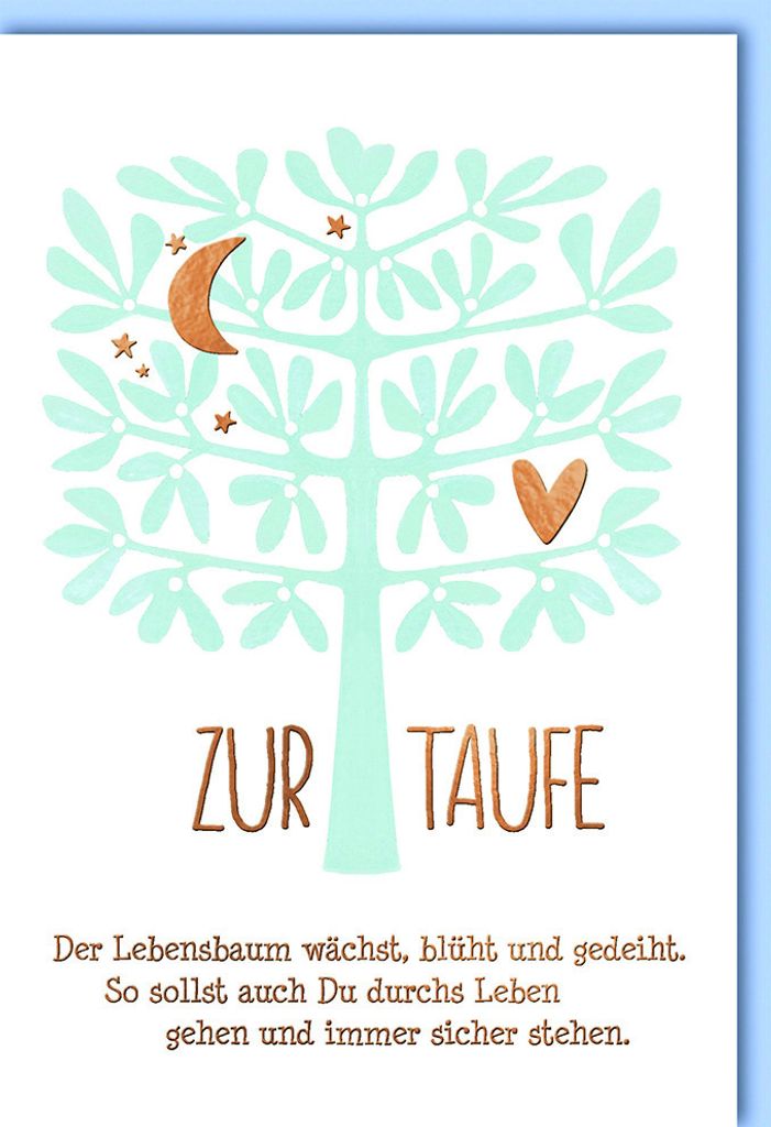 Taufe - Glückwunschkarte im Format 11,5 x 17 cm mit Umschlag - Zur