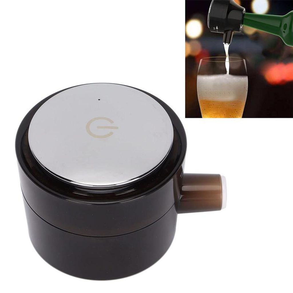 Tragbarer Ultraschall-Bierschäumer, Elektrischer Bieraufschäumer mit Füllflasche, Vibrations-Spender für Zuhause & Partys, Schwarz