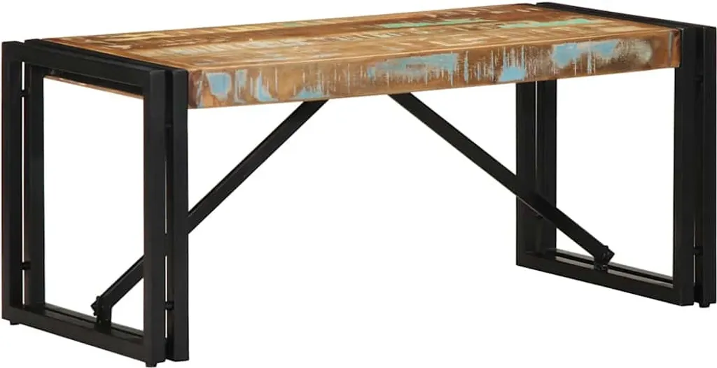 Tavolino Eco-Friendly in Legno di Recupero Massiccio 80x40x35 cm