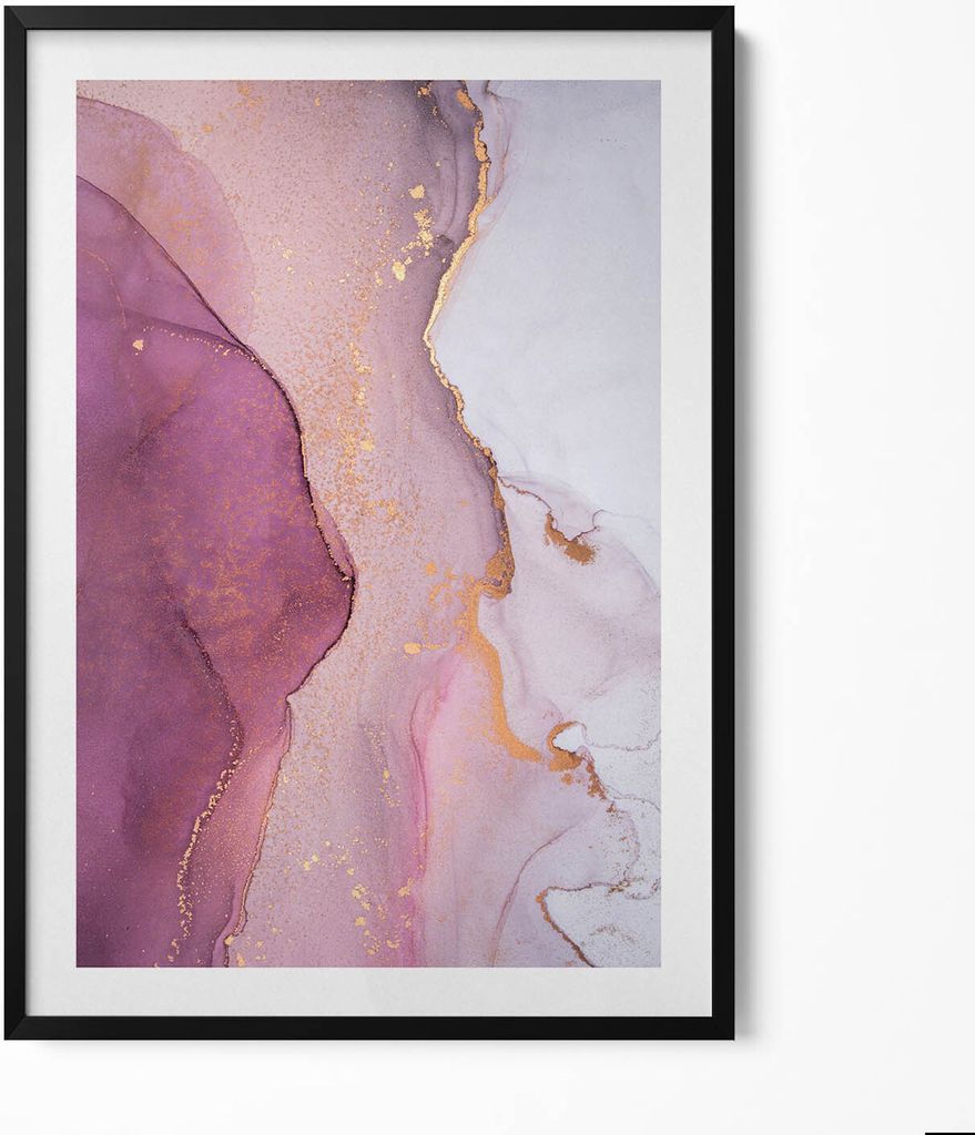 Flüssige weiche Abstraktion– Wandbild mit Rahmen – Gerahmtes Bild – Wanddekoration – 70x100 cm – Schwarz Rahmen