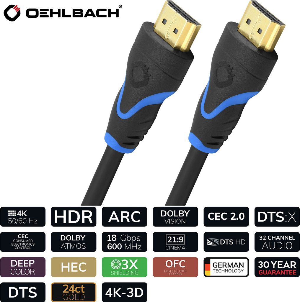 OEHLBACH High-Speed-HDMI -Kabel mit Ethernet Screen Magic Plus 1,2 m schwarz (D1C34005)