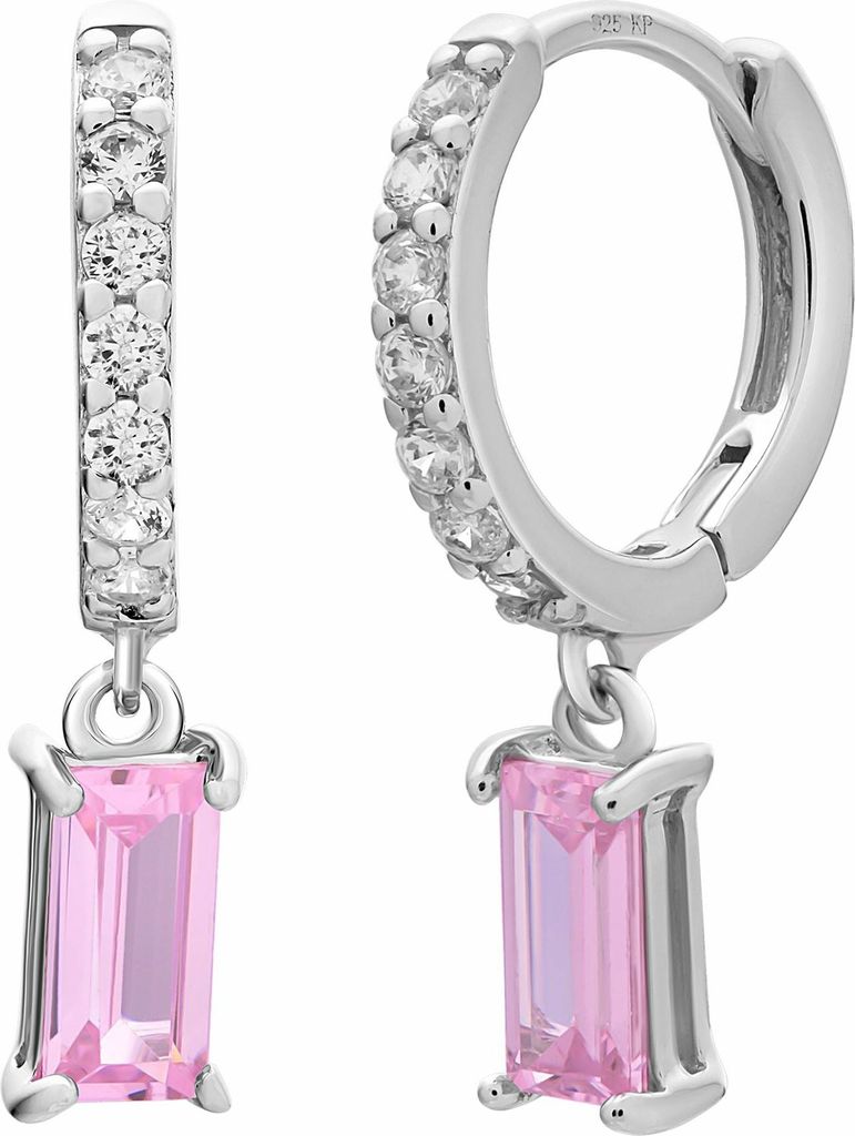 cai Creole 925 Sterling Silber rhodiniert mit rosa Zirkonia 925/- Sterling Silber 2,0cm weiß Zirkonia rosa 358215823R