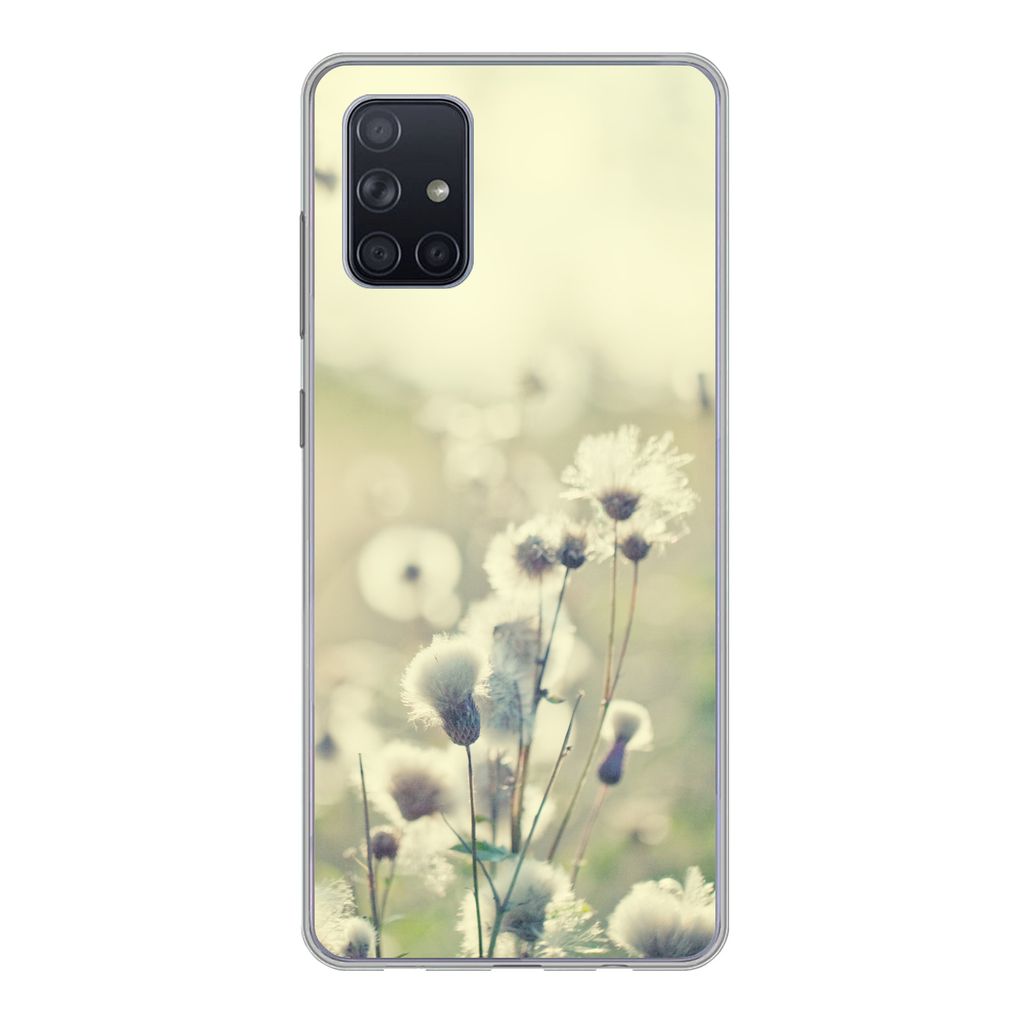 MuchoWow Handyhülle Schutzhülle Hülle für Samsung Galaxy A51 5G Blumen - Feld - Weiß Silikon Softcase Handy Hülle - Abbildung