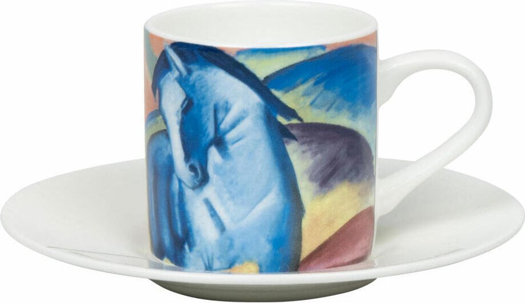 Könitz Espressotasse Blaues Pferd I - Franz Marc mit Untertasse, Becher, Bone China, Bunt, 95 ml, 11 5 304 2718