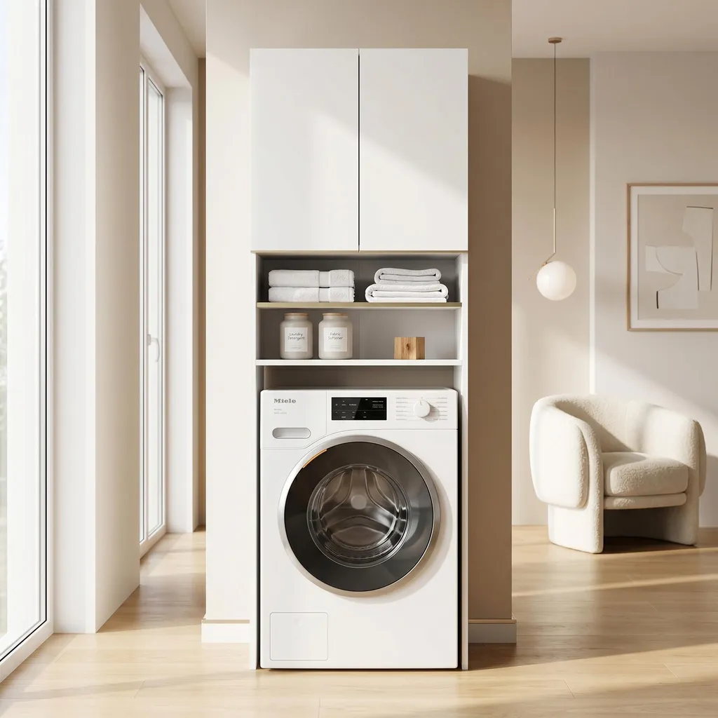 Meuble de salle de bain blanc sur pied 30x30x85 cm avec 4 étagères