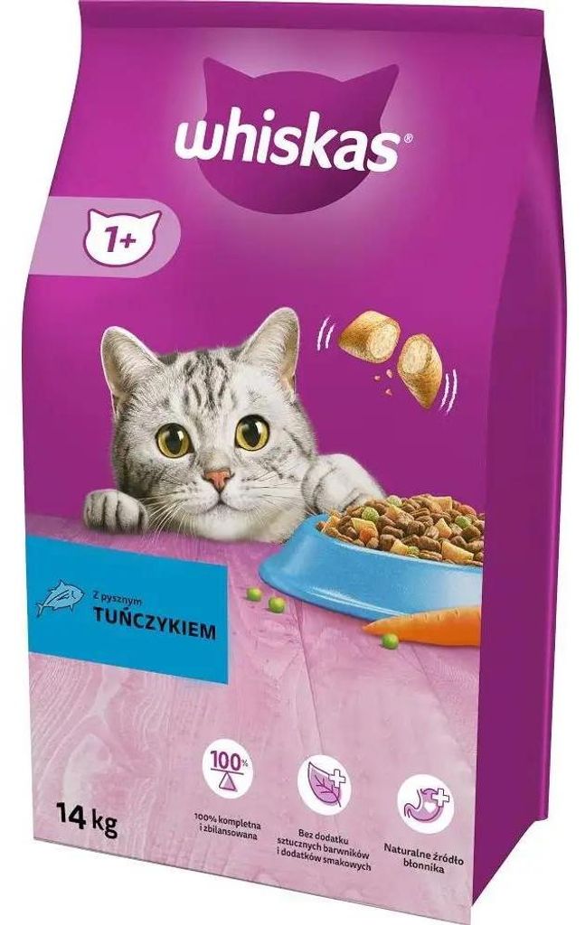 WHISKAS Karma Sucha Dla Kota 1+ Z Tuńczykiem 14kg Zdjęcie produktu 