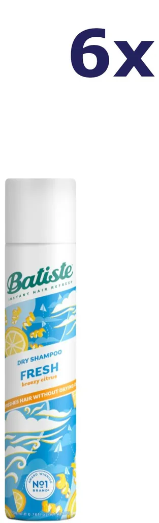 Stop aux Cheveux Gras : Lot de 6 Batiste Shampooing Sec Fresh 200 ml