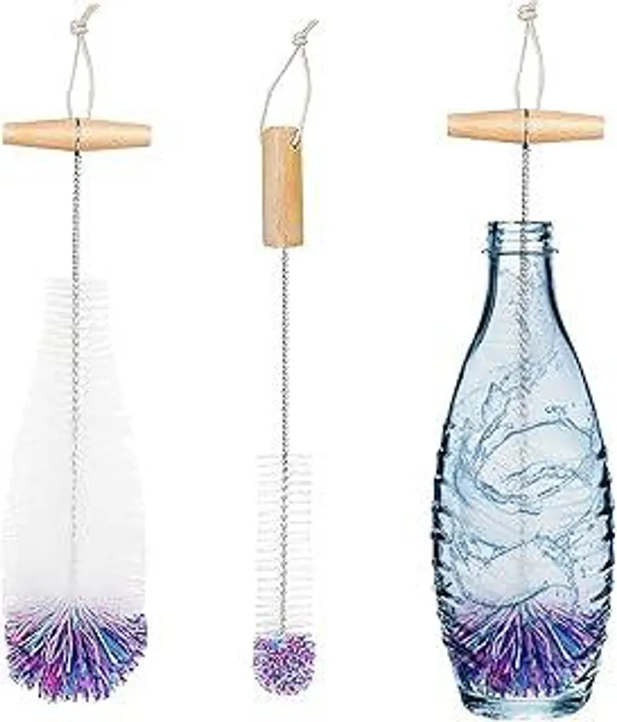 Scovolino per Bottiglie di Vetro e Soda - 2 Pezzi Spazzola Pulizia Bianca