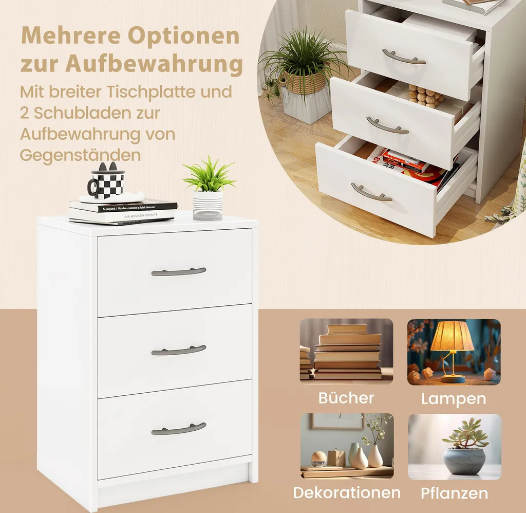 Table de nuit pour boxspring et table d'appoint de canapé blanche