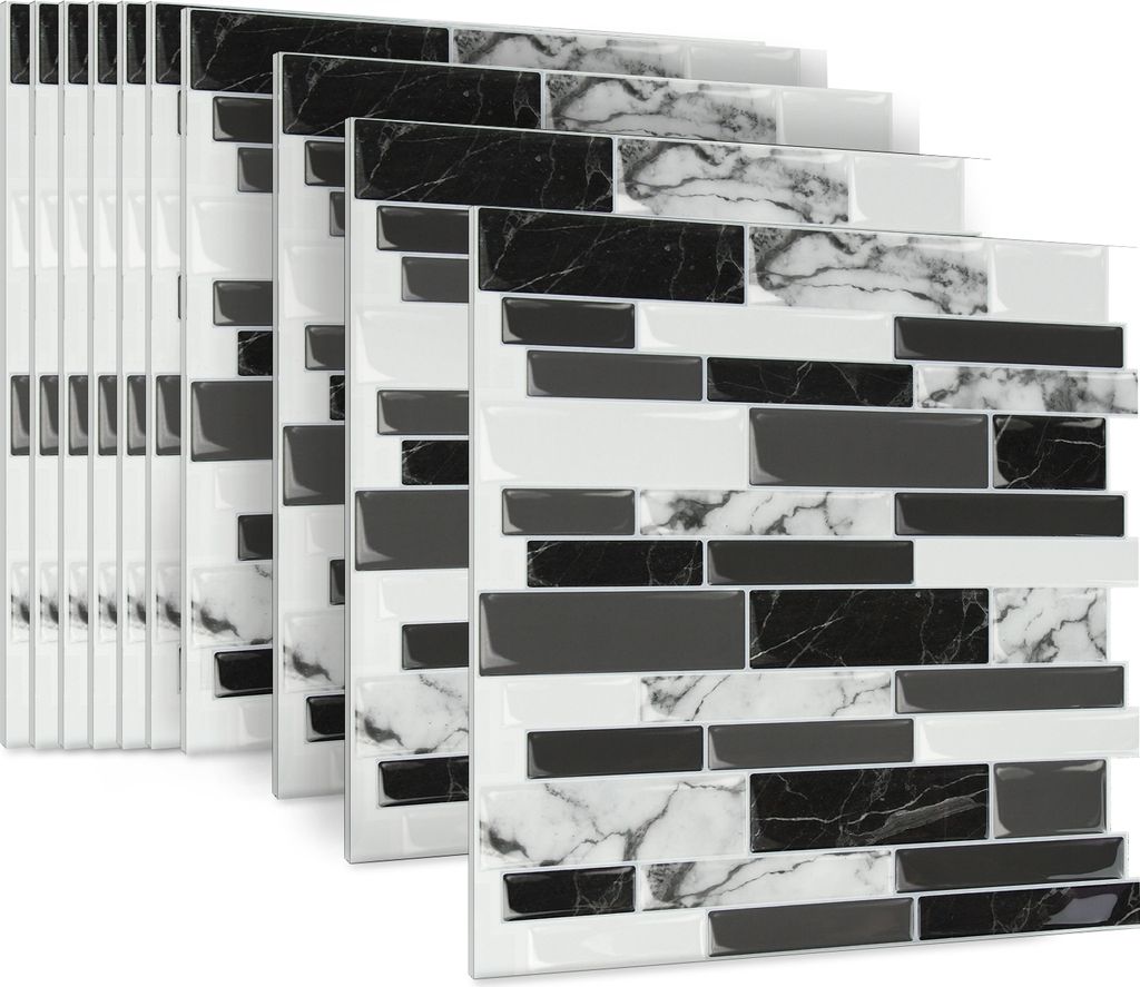 LARS360 10er Wandaufkleber Mosaik Küche Fliesenfolie 3D Produktbild