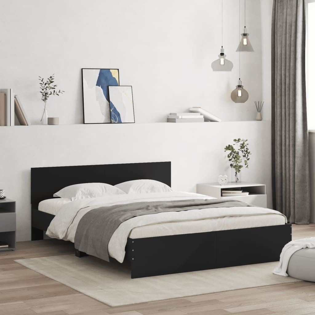 Maison Exclusive - Bettgestell mit Kopfteil Schwarz 140x200 cm