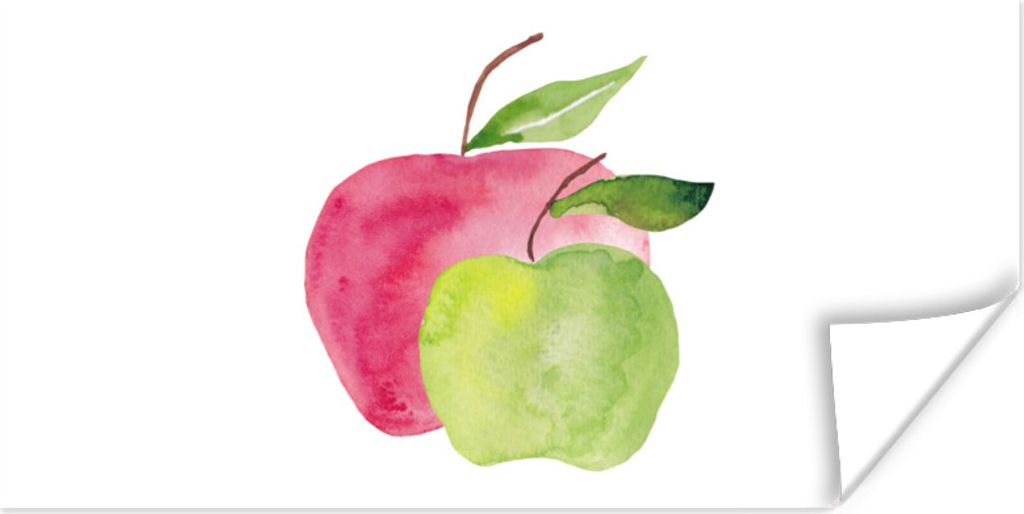 MuchoWow Poster Äpfel - Obst - Aquarell 120x60 cm - Bild