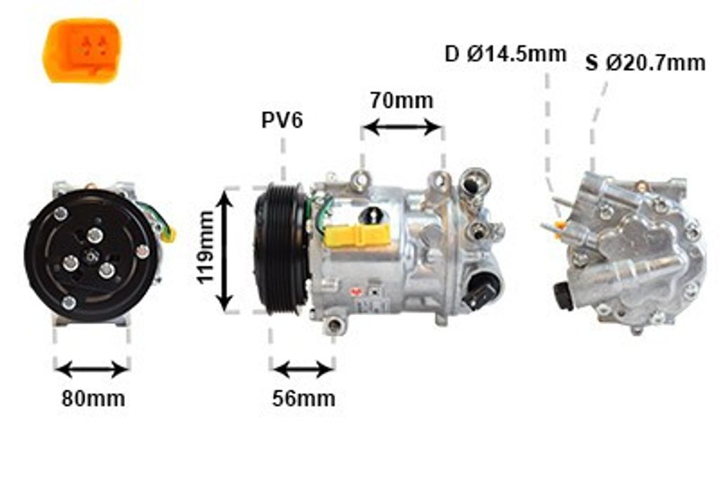 VAN WEZEL 4000K322 SD7C16 Klimaanlage Klimakompressor PAG 46 R134a passend für PEUGEOT 508 SW I (8E) 407 SW (6E) 407 (6D) RCZ Coupe 508 I Limousine