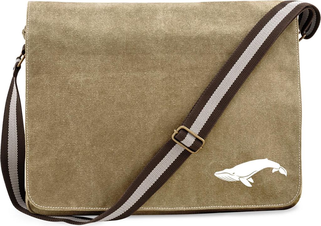 Huuraa Umhängetasche Wal Silhouette 14 Liter Sahara Canvas Laptoptasche Geschenkidee