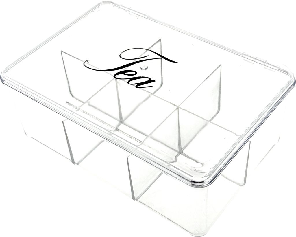 Boîte à thé transparente avec 6 compartiments - 30 x 25 x 8 Image du produit 