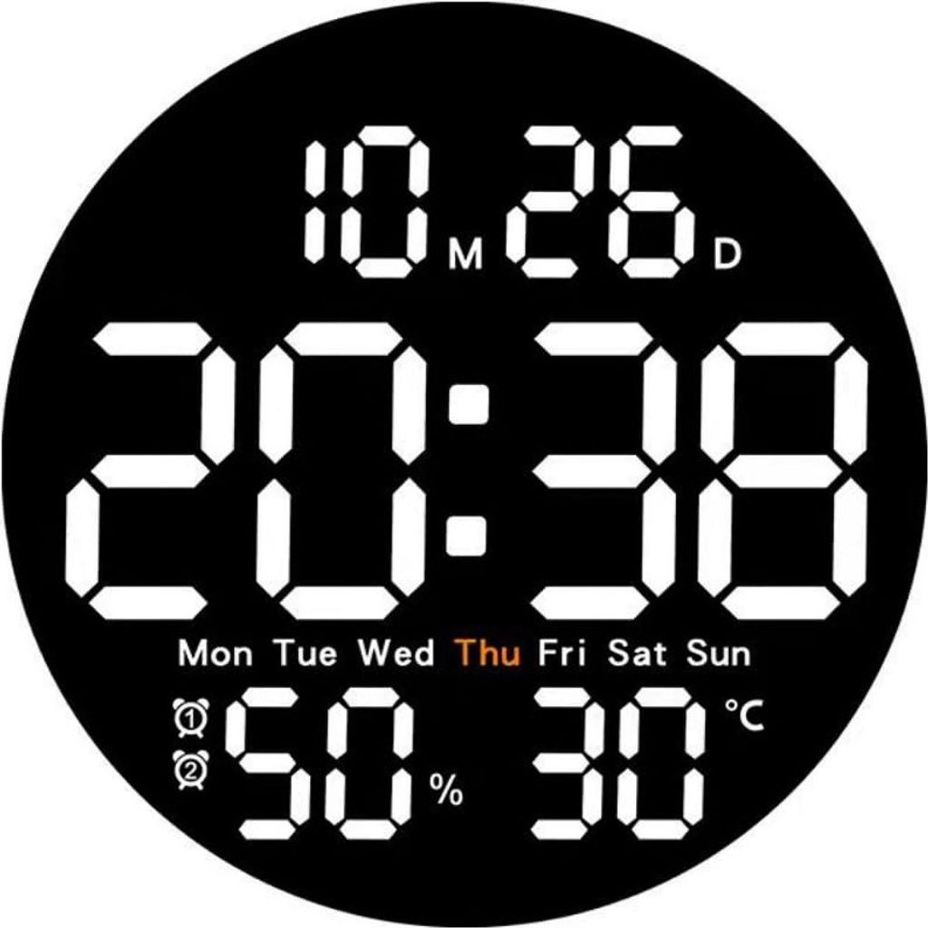 Digitale Wanduhr mit Fernbedienung, LED-Uhr mit 10-stufiger Helligkeitsregelung und automatischem Dimmen, Wandkalender mit Timer-Countdown-Funktion