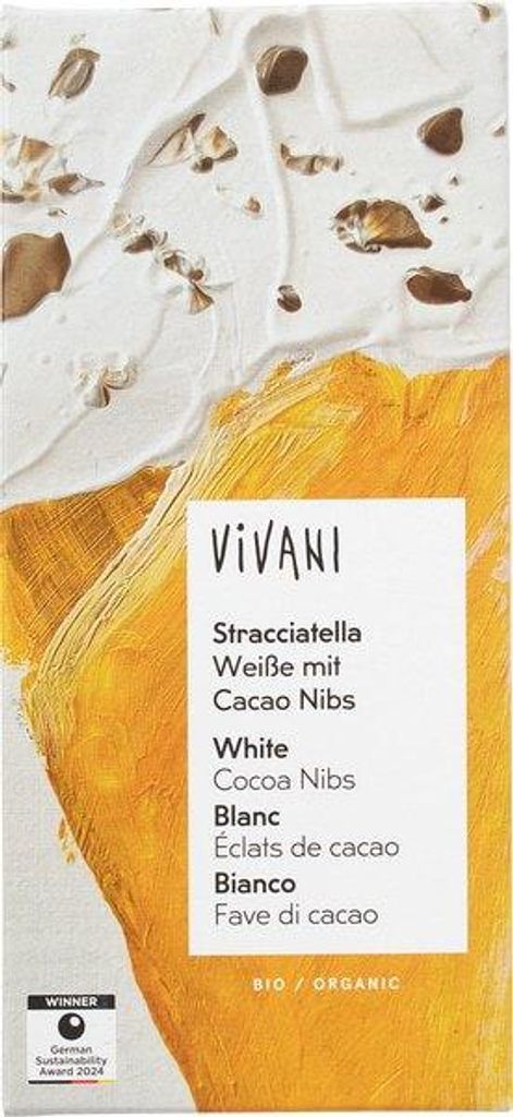 Vivani Witte Chocolade Stracciatella (80 gr) Productafbeelding 