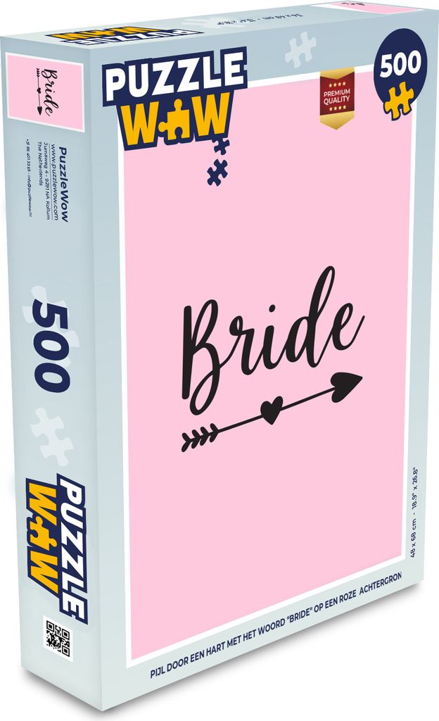 MuchoWow Puzzle 500 Teile Pfeil durch ein Herz mit dem Wort "Braut" auf einem rosa Hintergrund - Denken - Spiel - Toy