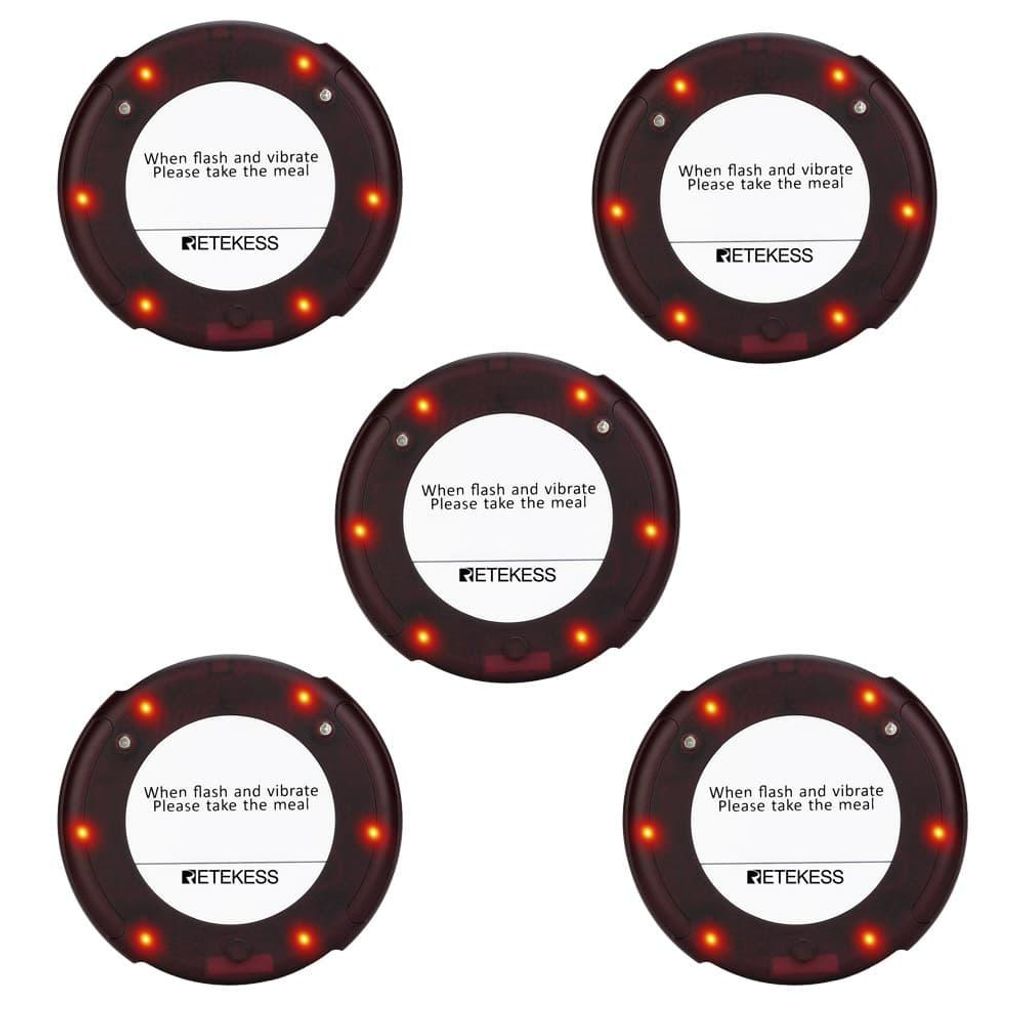 Retekess TD163 Pager, Kompatibel mit TD163 Pager Rufsystem, 31 Anrufmodi, 500 m Entfernung, 300 mAh für Restaurant Gourmet-Essen 10 Pagers