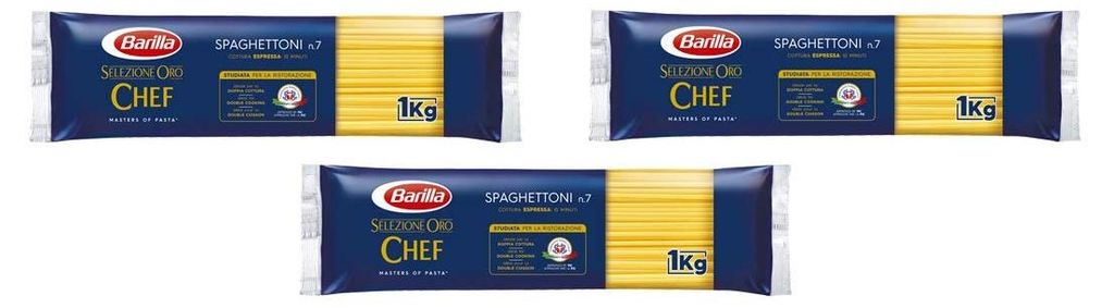 3x Barilla Pasta Selezione Oro Chef Spaghettoni n° 7 Italienische lange Pasta Längliche Pasta 1Kg Packung